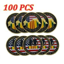 100PCS Commemorative Military Gold VETERANS NEVER FORGET Challenge Coin VIETNAM picture