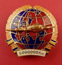 Romania Civil Aviation Pilot Badge Safe Flying Award 6 mln km Soviet IL-86 Medal