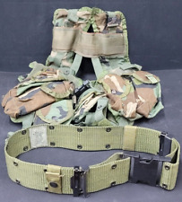 US Military Enhanced Tactical Load Bearing Vest w Pouches Woodland BDU Belt picture