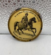 Iowa Civil War Veterans Celluloid Pin Second Iowa Cavalry 8th Bi-ennial 1897 2” picture