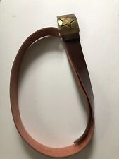 Vintage Soviet Union Army Military LEATHER Belt w BRASS BUCKLE - USED picture