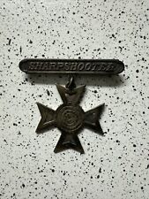 WWI US ARMY & MARINE CORPS SHARPSHOOTER BADGE PIN-BACK STERLING SILVER WW1 picture