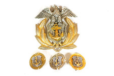 WWII Merchant Marine Sterling Silver Visor Cap Badge & Button Pins AFco Utica NY