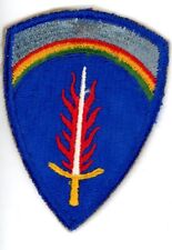 Army Sword Europe Patch Rainbow Flaming Us Flame Vtg Embroidered Blue  picture