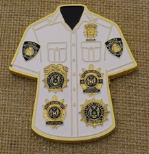 NYPD Police Uniform Shirt with badges, emblems and collar brass CHALLENGE COIN