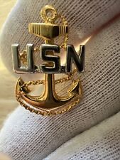 Vintage USN Gold-Toned Anchor W/ Silver-Toned Letters V-21- Hallmark picture