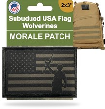 Subdued USA Flag Wolverines  Morale Patch Tactical ARMY Hook Military Red Dawn