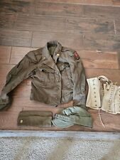 WW2 1944 Military Army Wool Jacket Uniform Lot With Patch With Cap Hat More  picture
