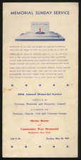 Rochester NY Veterans Memorial Sunday Service 5/28 1967 program