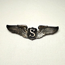 Authentic WWII USAAF Service Pilot Wings 3-Inch Full Size Sterling Silver Pinbac