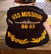 USS Missouri BB-63 Navy Captain Hat Pearl Harbor Memorial Pins V-21-N Vintage