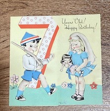 Vintage WWII Childs Birthday Card Soldier and Nurse