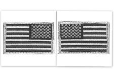 USA AMERICAN FLAG TACTICAL PATCH Set /2 US ARMY BADGE Silver Police HOOK & LOOP  picture