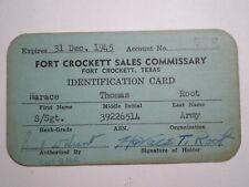 1945~FORT CROCKETT SALES COMMISSARY~ INDENTIFICATION CARD  picture