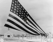 US Soldiers Opening a 48-Star American Flag 8x10 Glossy Photo Print HT4136826