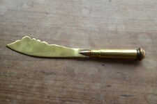WW1 TRENCH ART BRASS LETTER OPENER set with Military Button of Winged Torch picture