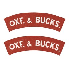WW2 British Oxford & Buckinghamshire Printed Shoulder Titles Patches-Pair -Repro