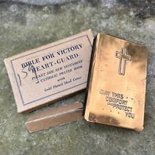 WWII US Soldier GI Heart Shield 24K Gold Plate Catholic Prayer Bible - In Box picture