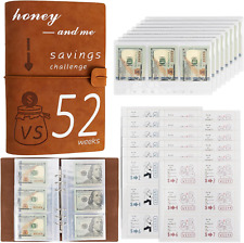 Leather 52 Week Money Saving Challenge Binder,   Book with for Cash Saving  picture