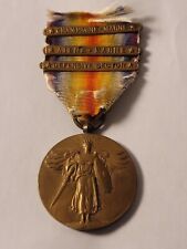 ANTIQUE WWI UNITED STATES VICTORY MEDAL CHAMPAGNE-MARNE AISNE-MARNE 3 BARS picture