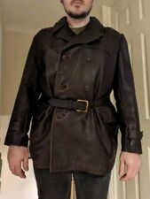 VINTAGE WW2 Gelmok German Officer Horsehide Leather Motorcycle Jacket L/XL Brown picture