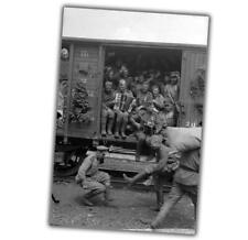 War Photo Soviet troops go to the front in the train car WW2 