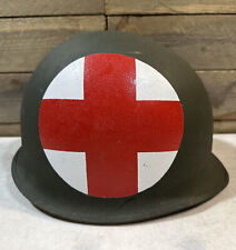 Vietnam Era Metal Medic Helmet Red Cross No Dents picture