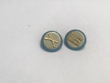 US Army Infantry Enlisted Collar Brass with Blue Disk Crest Insignia picture