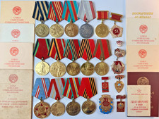 Soviet group of World War II medals issued to veteran Orlenko + USSR document