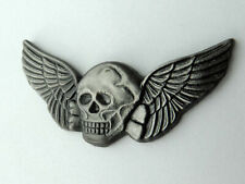 Skull Death Wings Biker Special Forces Pewter Hat Jacket Lapel Pin 2 inches picture