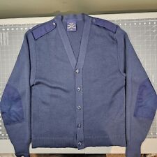 US Air Force Issue Cardigan Sweater Mens Medium Blue Wool Military British Made picture