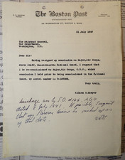1947 The Boston Post Re-Commission Request Maj Air Corps O R C