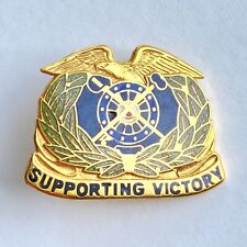 Vintage US Army Quartermaster Corps Supporting Victory Crest Enamel Pin 1.4” picture