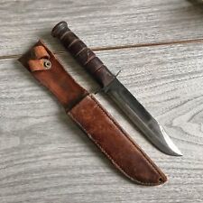 WWII blade marked USMC kabar mk2 fixed blade fighting knife in orig sheath picture