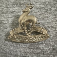 Vintage South Africa School Cadets Cap Badge Skoolkadette Springbok Militaria