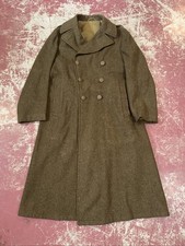 Vintage WWII US Army Heavy Melton Wool Overcoat Trench Greatcoat 40L 1940s
