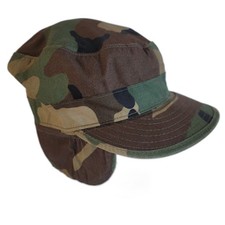 VTG 1989 USGI Woodland Camo Field Cap Ear Flap Size 7 1/4 Equa Industries M34
