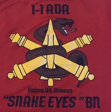 US Army 1-1 ADA “Snake Eyes” BN Kadena AB Okinawa Air Defense Mens L Red T-Shirt