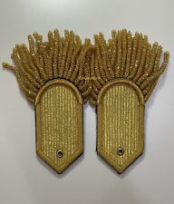 Gold Bullion Shoulder Epaulettes With Heavy Fringe Embroidered Shoulder Board picture
