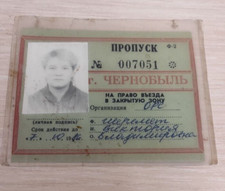 Document for the right to enter the closed zone City of Chernobyl USSR Soviet