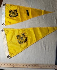 Vintage US Coast Guard Auxiliary Yellow Pennant Flags Lot of 2 Nautical USCG