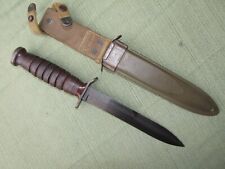 Excellent WW II Imperial M3 Fighting Trench Knife  USM8 Sheath Rare Blued Blade picture