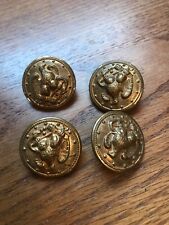 4 Vintage Gold Eagle Holding Anchor Navel Military Metal Shank Buttons picture