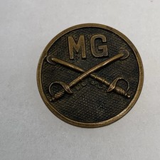 WW1 Machine Gun Cavalry Collar Disc Disk Military History US Vintage Collectible