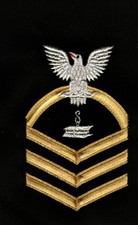 USN  RATING BADGE SWC STEEL WORKER CPO E-7 GOLD ON BLACK MALE