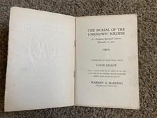 Very Rare 1921 Program for Ceremony for Burial of Unknown Soldier WWI