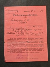 WWI German Officer Mobilization Call-Up Document 1914 Barmen Reserve Inf Regt 53