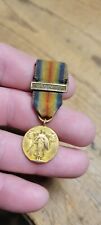 Old RARE Miniature US Army WWI Victory Medal Mini Miniature West Indies BAR USMC picture