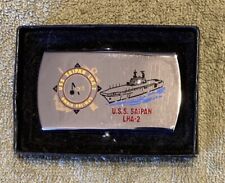 Vintage Zippo Solid Brass U.S.S. ￼Saipan LHA-2 Belt Buckle United States Navy picture
