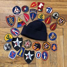Vintage Military Amy Navy Patch Wool Hat Lot Used Old picture